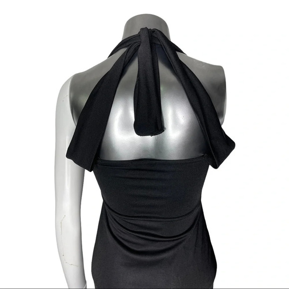 🛍️3/$40 Boohoo Little Black Dress Bodycon Strap Detail  Size 4 - Picture 6 of 6